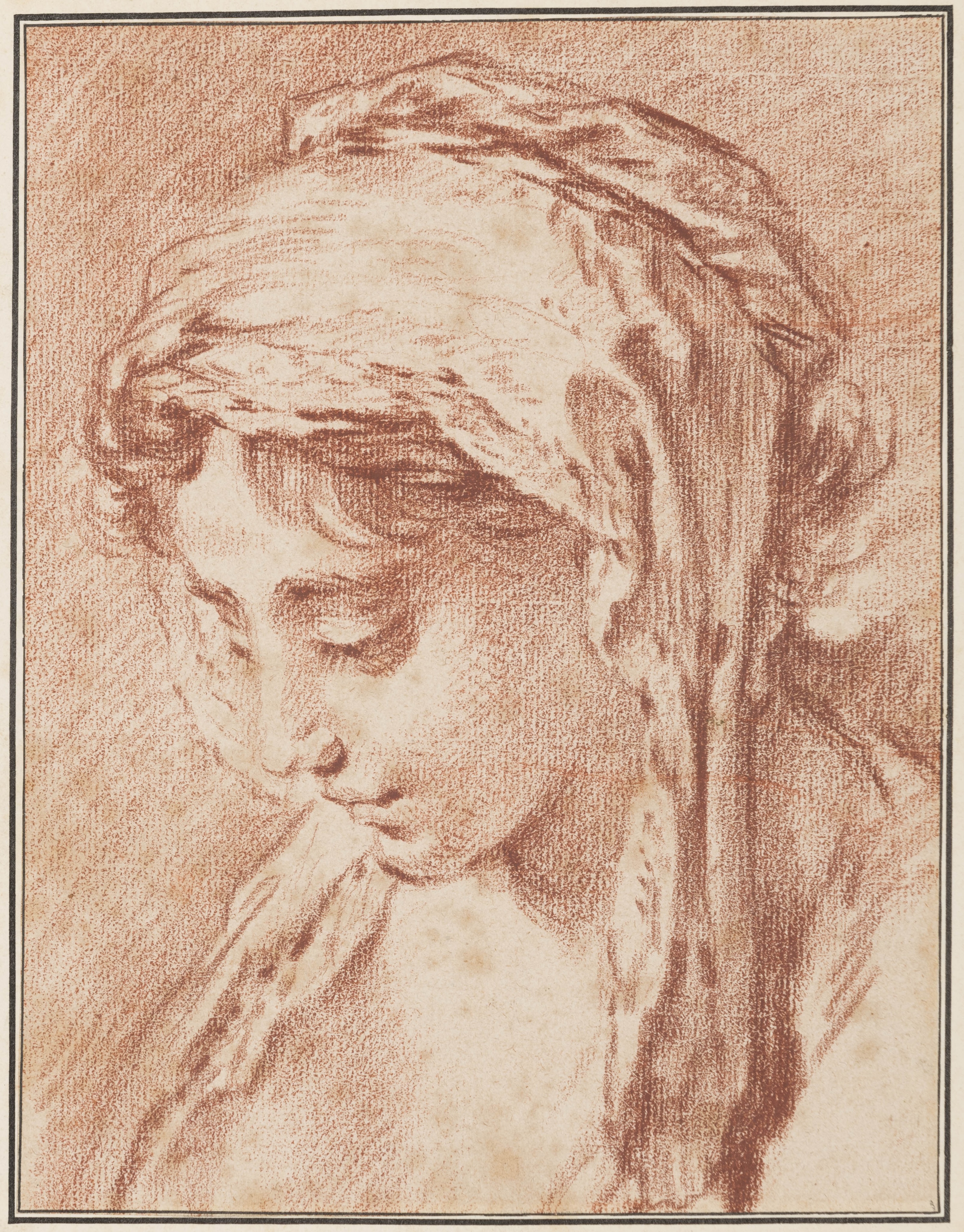 The Head of a Young Woman with a Headscarf, Looking Down to the Left